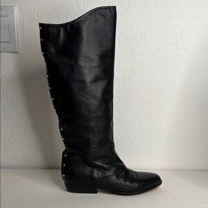 La Marca black studded knee high boots vintage size 6.5